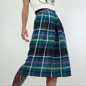 Vintage Linen-Blend Plaid Skirt | Size XS